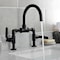 Kingston Brass Whitaker Industrial Style Bridge Bathroom Faucet W/ Pop-Up Drain, Black KS2170KL - alternate 3